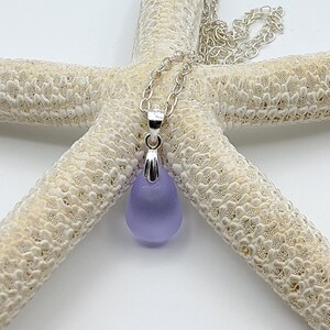 Sterling Silver Sea Glass Teardrop Necklace: Beach Jewelry