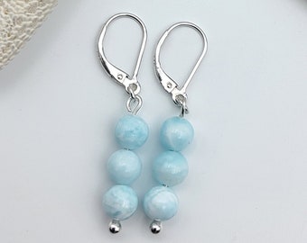 Rare aqua blue hemimorphite gemstone earrings in 925 sterling silver, Genuine natural AAAAA grade hemimorphite earrings, Gift for wife