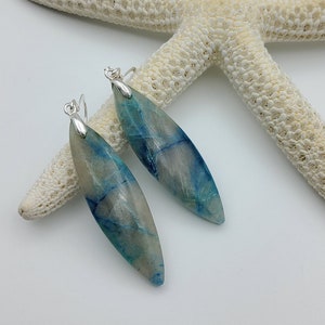 Chrysocolla bead earrings, Unique, 925 Sterling silver, Gemstone jewellery, Australian handmade