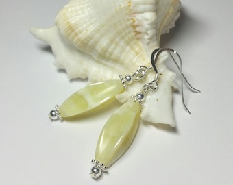 Yellow opal bead gemstone earrings, Australian made jewellery, Birthday gift for women