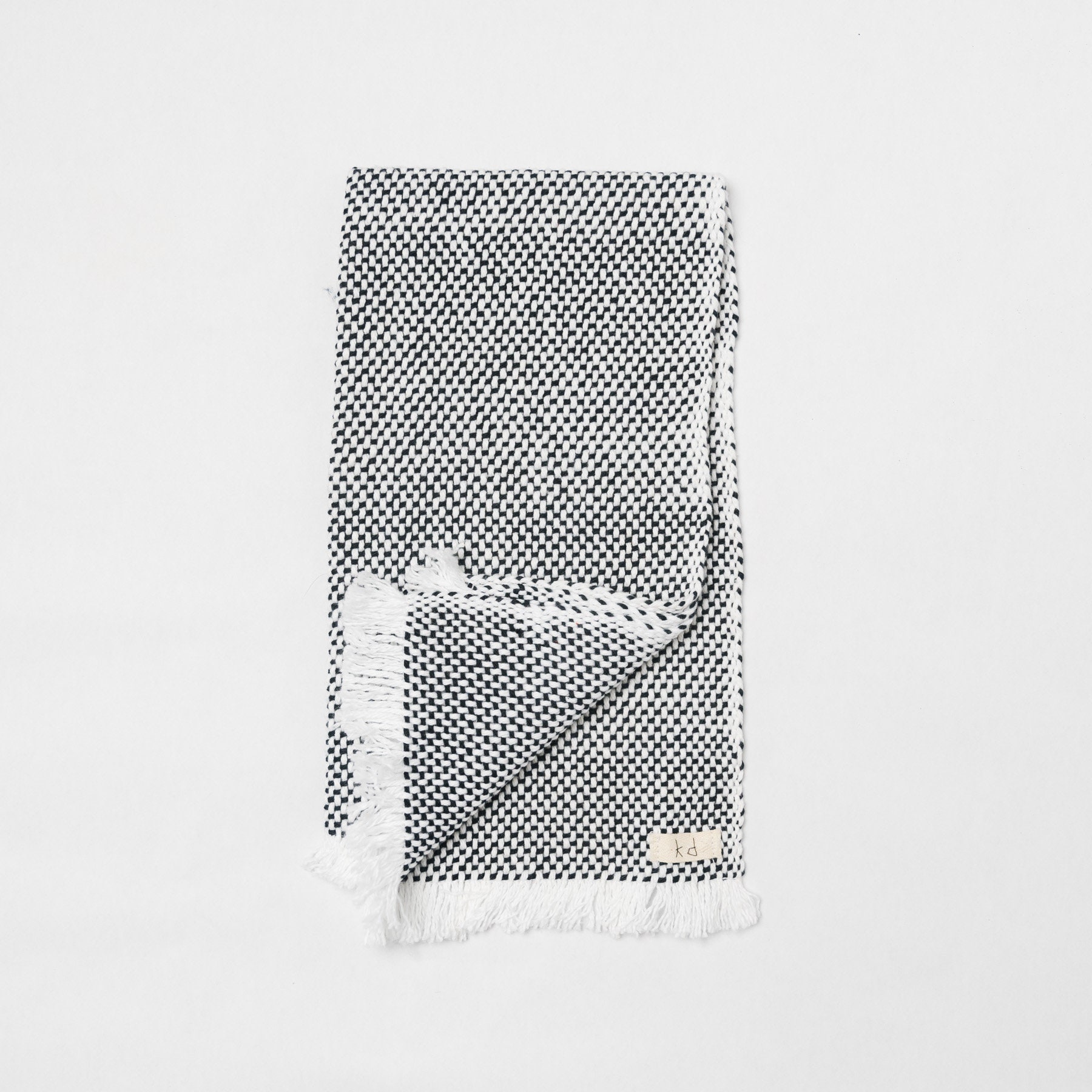 White and Black Cotton Hand Towel Etsy