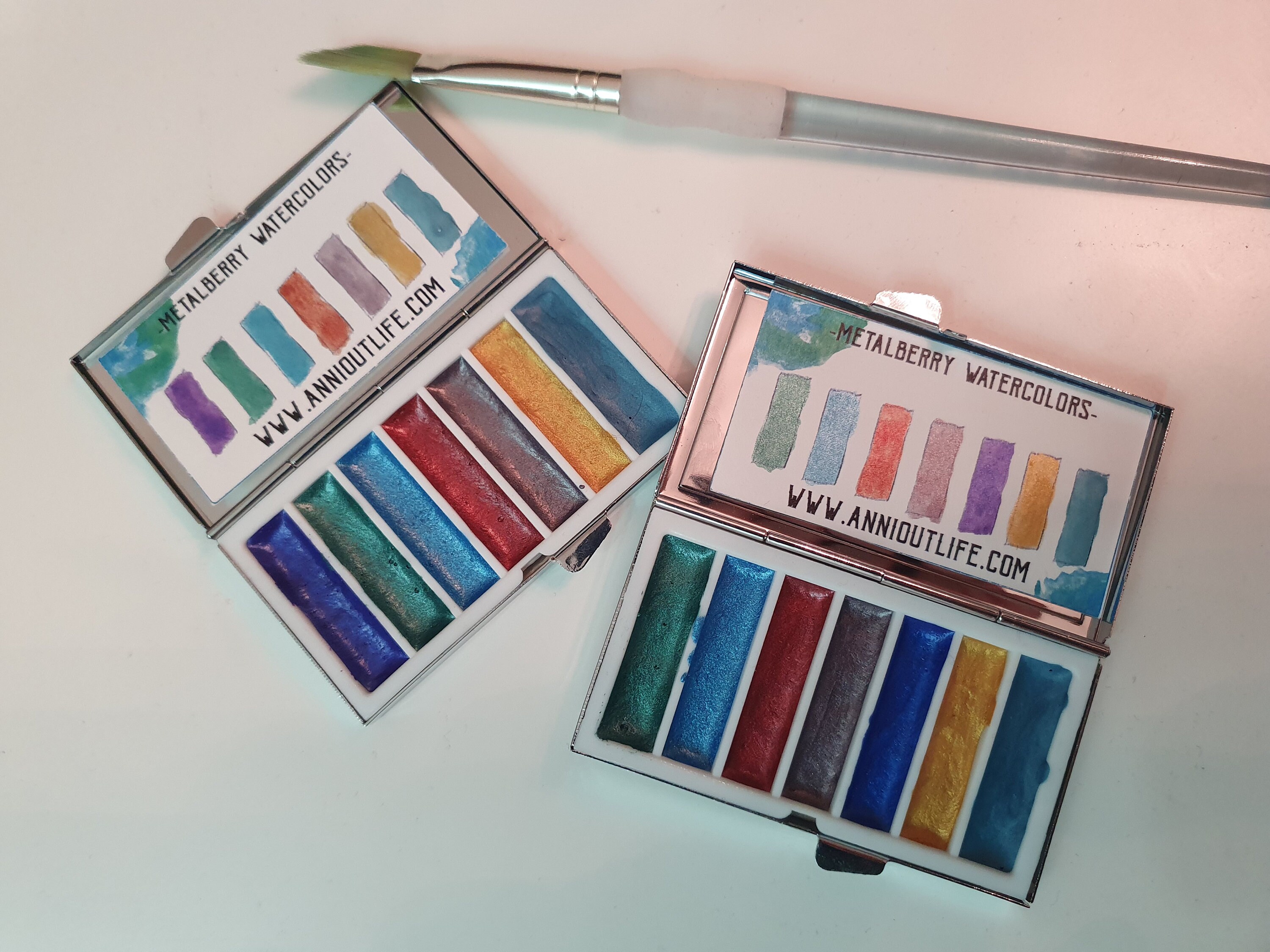 SALE handmade Metallic tint watercolor travel set palette tin Etsy