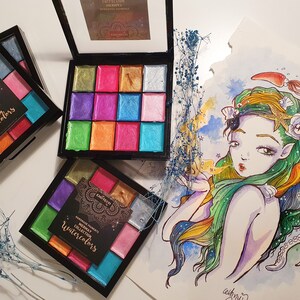 SALE! MERMAY Luxury Collection - handmade metal pearl watercolor palette paint set pigments set