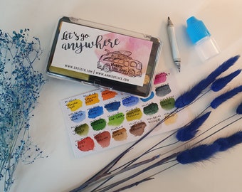 Juego de paletas de acuarela hechas a mano – Pinturas Mijello & Holbein, estuche de viaje