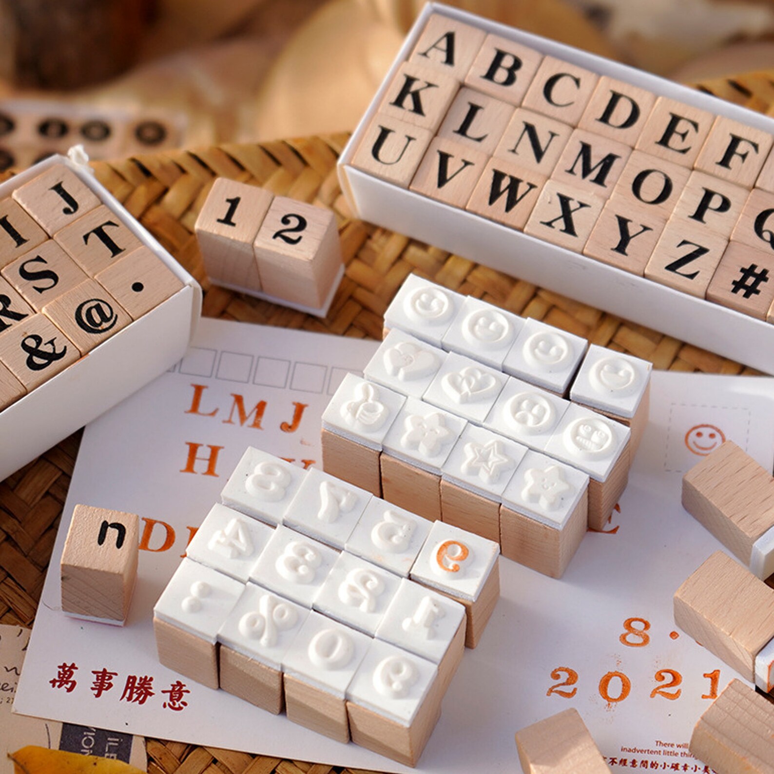 Wooden Alphabet Stamps Setnumber Stamp Set for Planner Diary Etsy