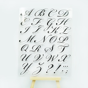 Cursive Alphabet Clear Transparent Stamp,Upper Case Rubber Stamp,Planner Journal Rubber Transparent Stamp,Decoration Scrapbooking