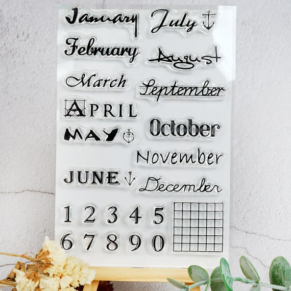 Months of the Year Stamp,bullet Journal Planner Stamp,transparent Stamp,  Journal Planner Stamp,numbers Clear Transparent Stamp,month Stamp 