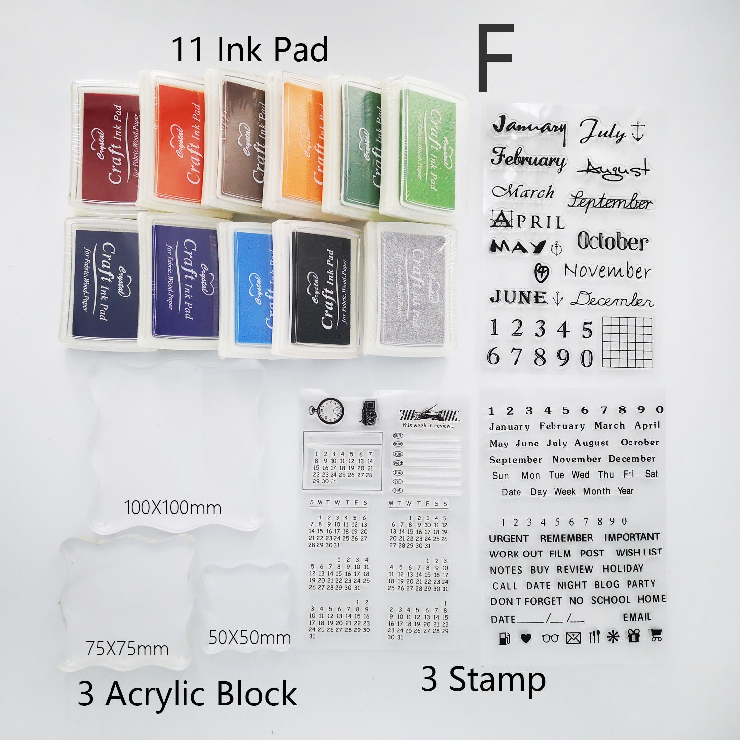 Calendar Stamp, Clear Transparent Stamp, Rubber Stamp, Planner Journal  Accessories, Generic Calendar 