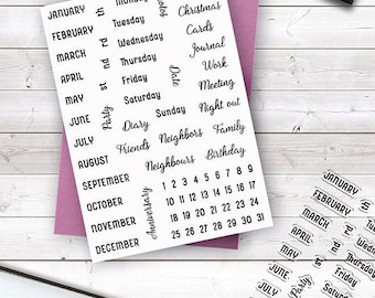 Monthly with Weeks and Dates Clear stamps Set,To Do List Stamp,Planner Clear stamps,Bullet journal Stamp for Craft Scrapbooking Decoration