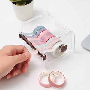 Washi Tape Dispenser,Tape Storage,Washi Tape Cutter,Washi Tape Organizer,Masking Tape,Storage Box,Stackable,Transparent,Two Tooth Selection