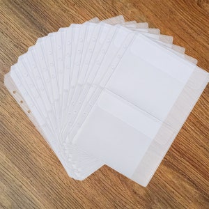 Inserção pessoal de bolso em pvc a5/a6, bolsa com zíper, suporte para cartão, armazenamento de adesivos, inserções de bolso para caderno planejador, acessórios de diário