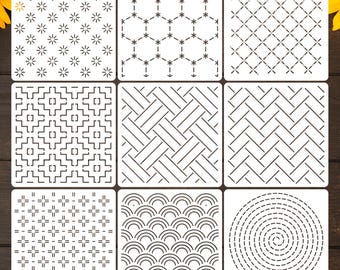 Sashiko Templates,Sashiko Stencils,Sashiko embroidery pattern,Quilting Stencils,DIY Gift