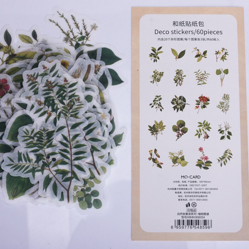 60 Pcs Natural collection Sticker,Planner sticker,Leaf sticker,Scrapbooking Stickers,Flower sticker,sticker pack