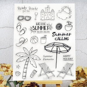 Sommer Transparent Stempel,Life es a Beach Stempel,Planer Bullet Journal,Happy Holiday,DIY Reise Dekoration