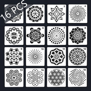 16 Pcs Mandala Stencils,mandala template,Painting Stencils Tool,Multi options fancy stencil,Scrapbook DIY Drawing Template