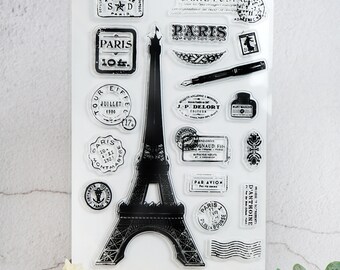Eiffel Tower Rubber Stamps, Journal,Paris Travel Transparent Stamp,bullet journal stamps,Rubber Stamp,Clear Transparent Stamp