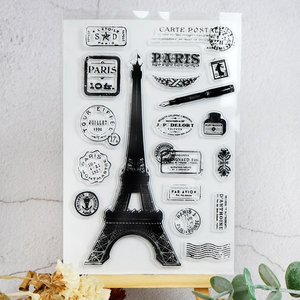 Eiffel Tower Rubber Stamps, Journal,Paris Travel Transparent Stamp,bullet journal stamps,Rubber Stamp,Clear Transparent Stamp