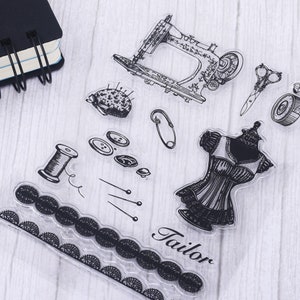 Sewing Machine Stamp,Sewing Tools,Planner  Journal,bullet journal stamps,Rubber Stamp,Clear Transparent Stamp