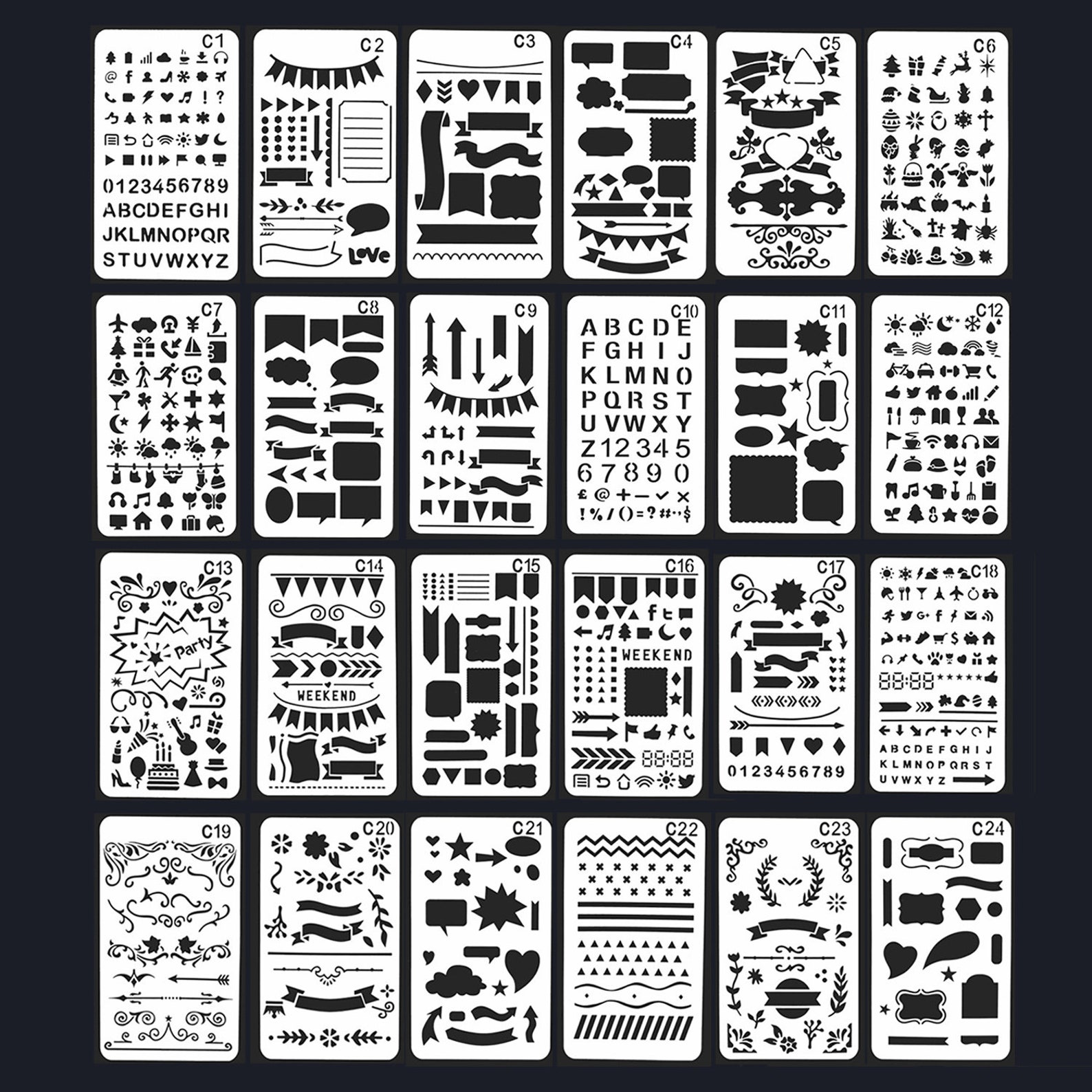 24 Pc Journal Stencilplanner Stencil Set Stencil | Etsy