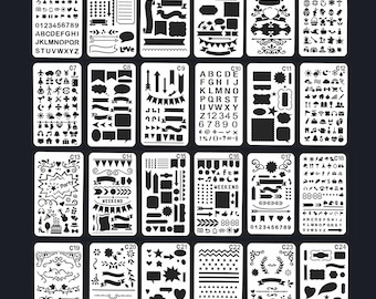 24-delad journalschablon, planeringsschablonset, schablonplanerare, plastschablon, alfabetsschablon, bullet journal-schablon