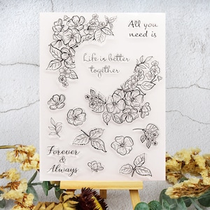 Flower Stamp,Floral Clear Transparent Stamp,Soft Rubber Stamp,Planner Bullet Journal,Filofax Clear Stamp,Planner Journal Scrapbook Decorate