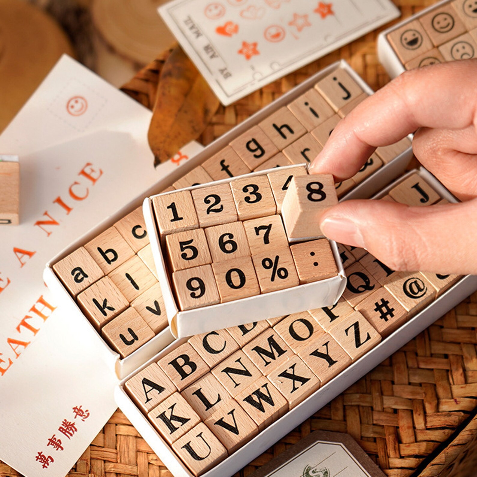 Wooden Alphabet Stamps Setnumber Stamp Set for Planner Diary Etsy