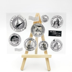Timbro postale in gomma, timbro postale trasparente, timbro per diario di viaggio, intorno al mondo, accessori per diario di viaggio