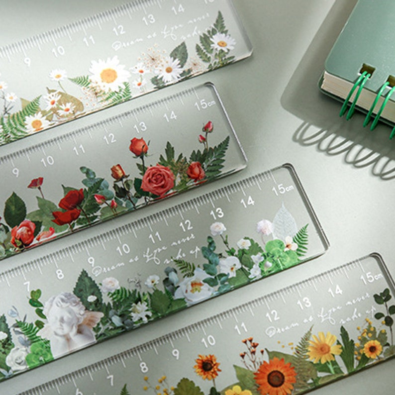 Rose Flower Ruler Drawing Flowers Ruler,transparent Acrylic Ruler,cute Ruler,kawaii ...