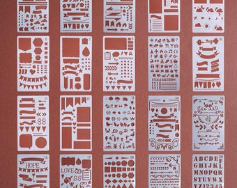 Bullet Journal Stencil Set,Planner Scrapbooking Stencil,DIY Journaling Templates for Bullet Journals, Daily Planner,Doodle Art
