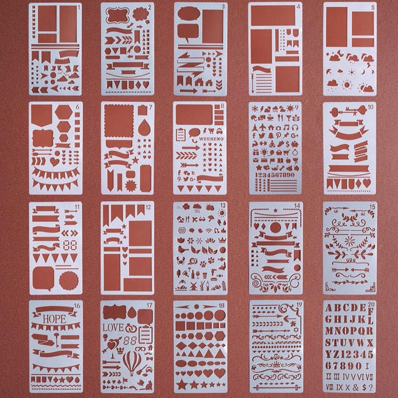 Bullet Journal Stencil Set,Planner Scrapbooking Stencil,DIY Journaling Templates for Bullet Journals, Daily Planner,Doodle Art