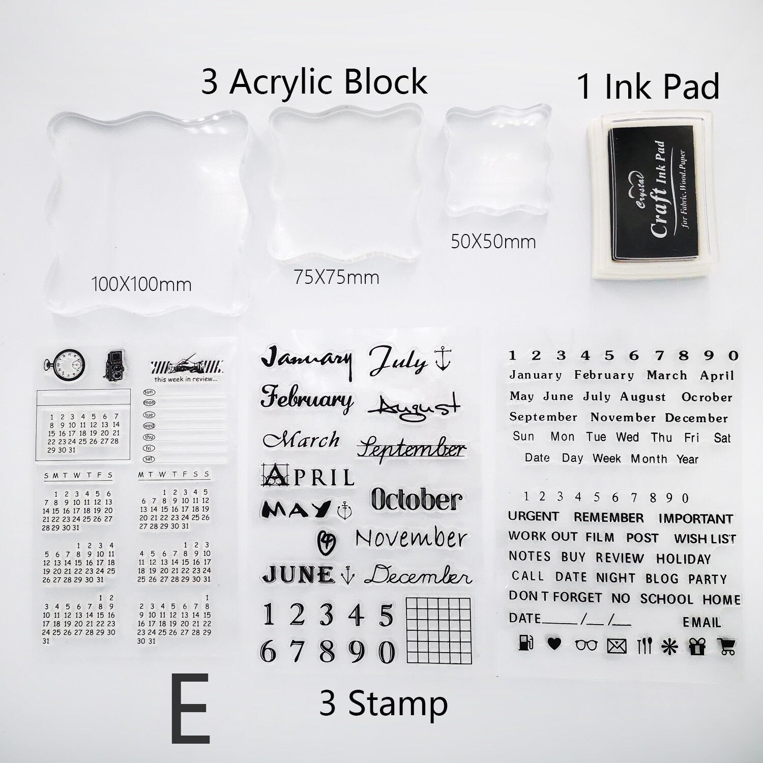 Calendar Clear Stamp or Acrylic Block for planners, bullet journals – The  Stationery Selection