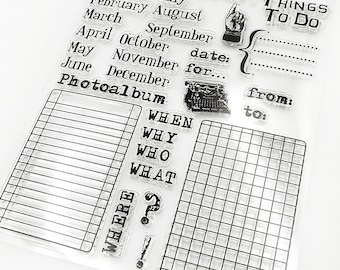 Journal Monthly Calendar Clear Stamp,Travelers Notebook Stamps,Clear Stamp Set,Numbers, Monthly Clear stamps,Travelers Notebook