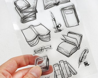 Book Clear Transparent Stamp,Clear Book Stamps,Planner journal Rubber Stamp,Book,Craft Scrapbooking Decoration