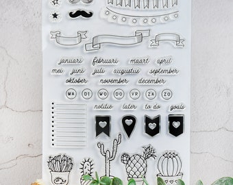 Monthly Planner Clear stamps,Bullet Journal Clear Stamps,Plant Clear Transparent Stamp,Travelers notebook Clear stamps