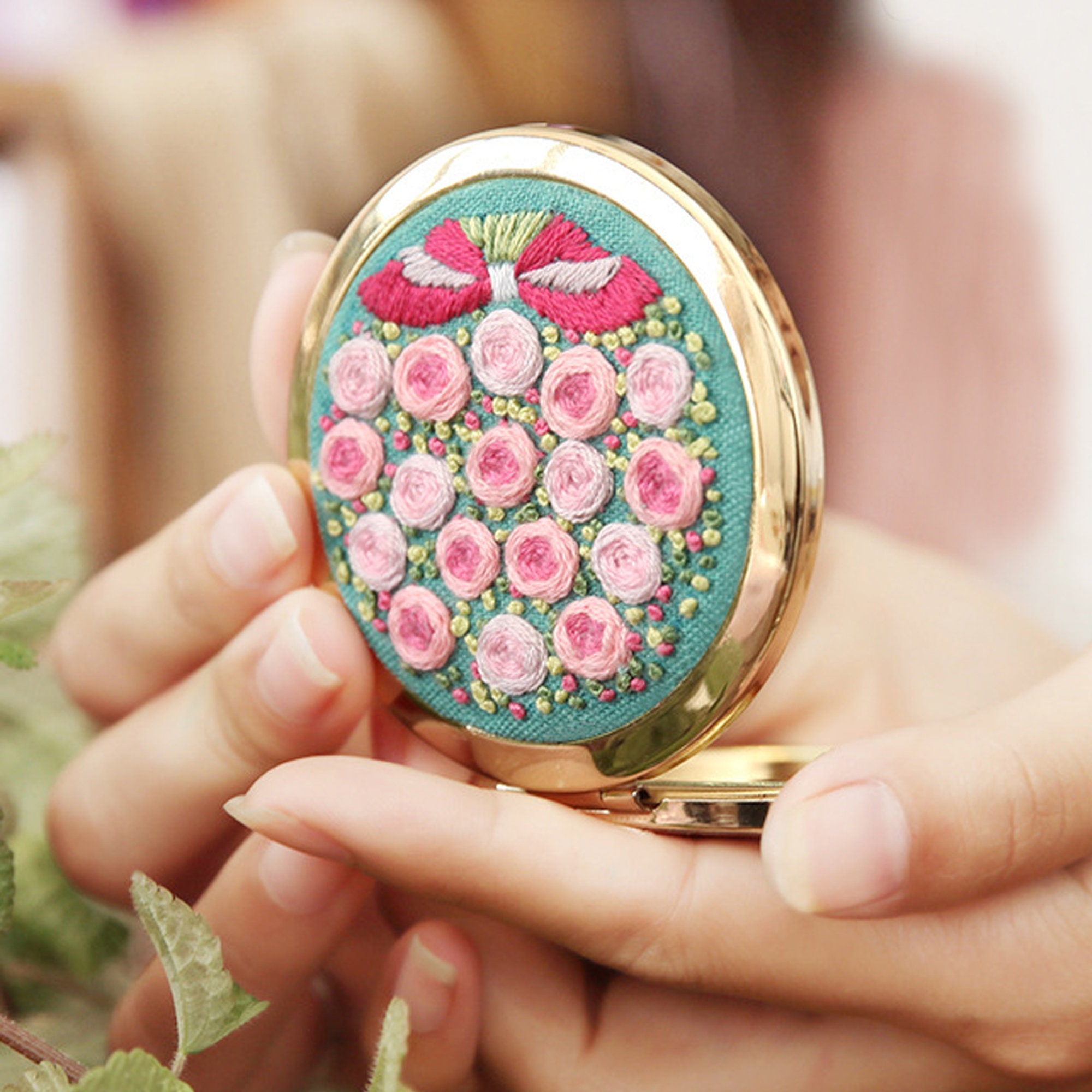 Mirror easy embroidery kit beginnermirror embroidery full  etsy Mirror easy embroidery kit beginnermirror embroidery full  etsy