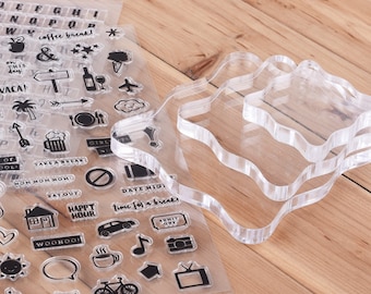 Acrylic Block for Clear stamp,Transparent Stamp Block,Acrylic Mounting Block,Clear Transparent Stamp,Grip Block