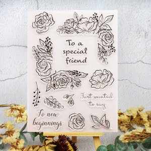 Flowers Rubber Stamp,Floral Clear Transparent Stamp,Planner Bullet Journal,To a specidl friend Stamp,Planner Journal Scrapbook Decorate