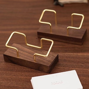 Wooden Business Card Holder - Minimalist Desk Organizer - Office Decor - Christmas Gifts for Coworkers - Small Business Card Display Stand