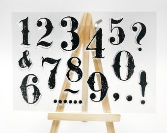 Numbers Rubber Stamp,Months Clear Transparent Stamp,Retro  journal stamp,Mark symbol Stamp,Planner Journal Accessories