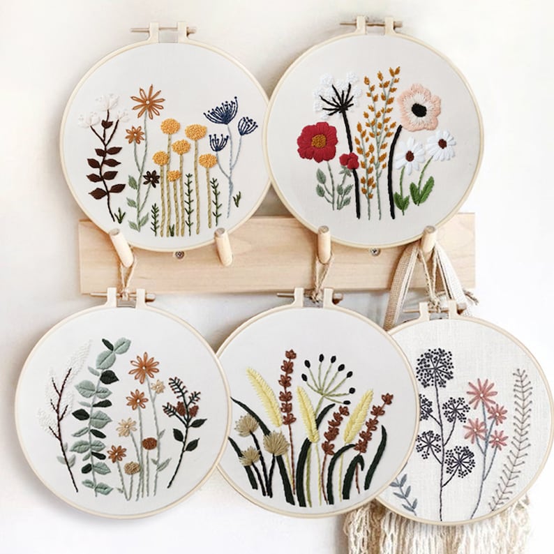 Easy Embroidery Kit for Beginner Flowerdiy Gift Embroidery Etsy