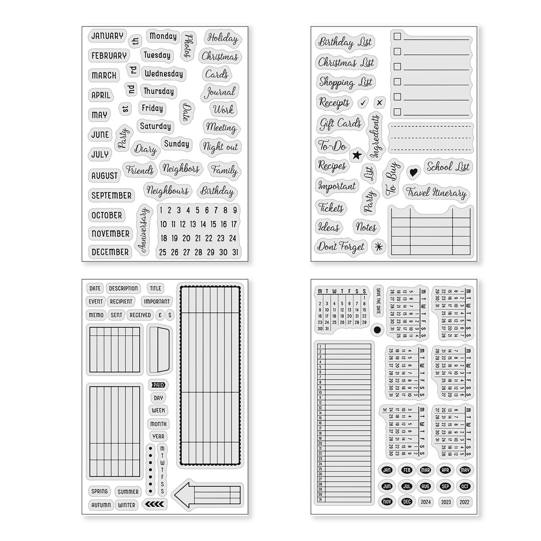 Planner Clear Stamps,monthly With Weeks and Dates,to Do List Clear