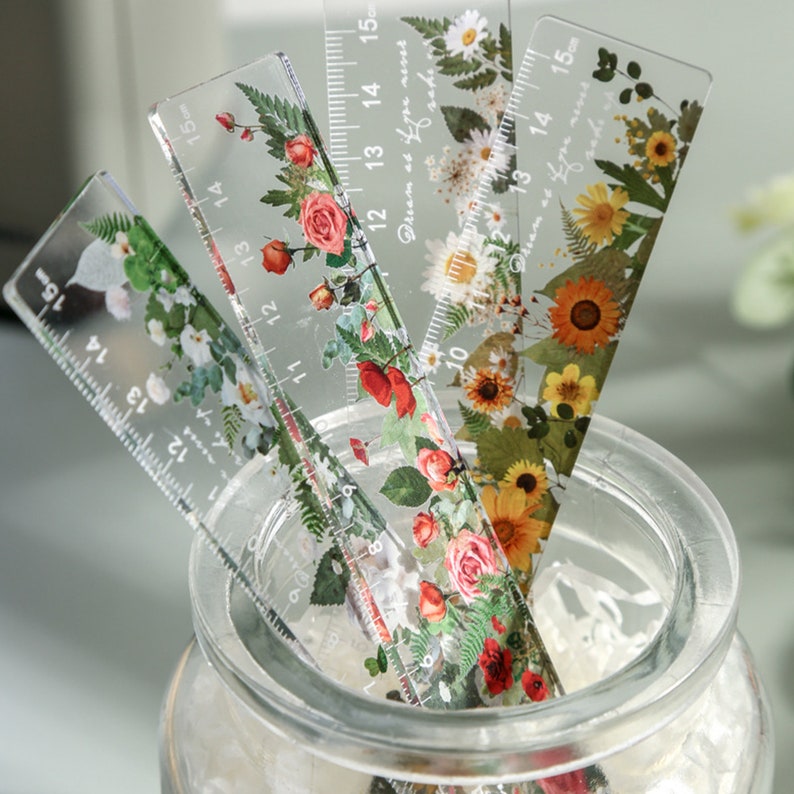 Pretty Ruler Colors Drawing Flowers Ruler,transparent Acrylic Ruler,cute Ruler,kawaii ...