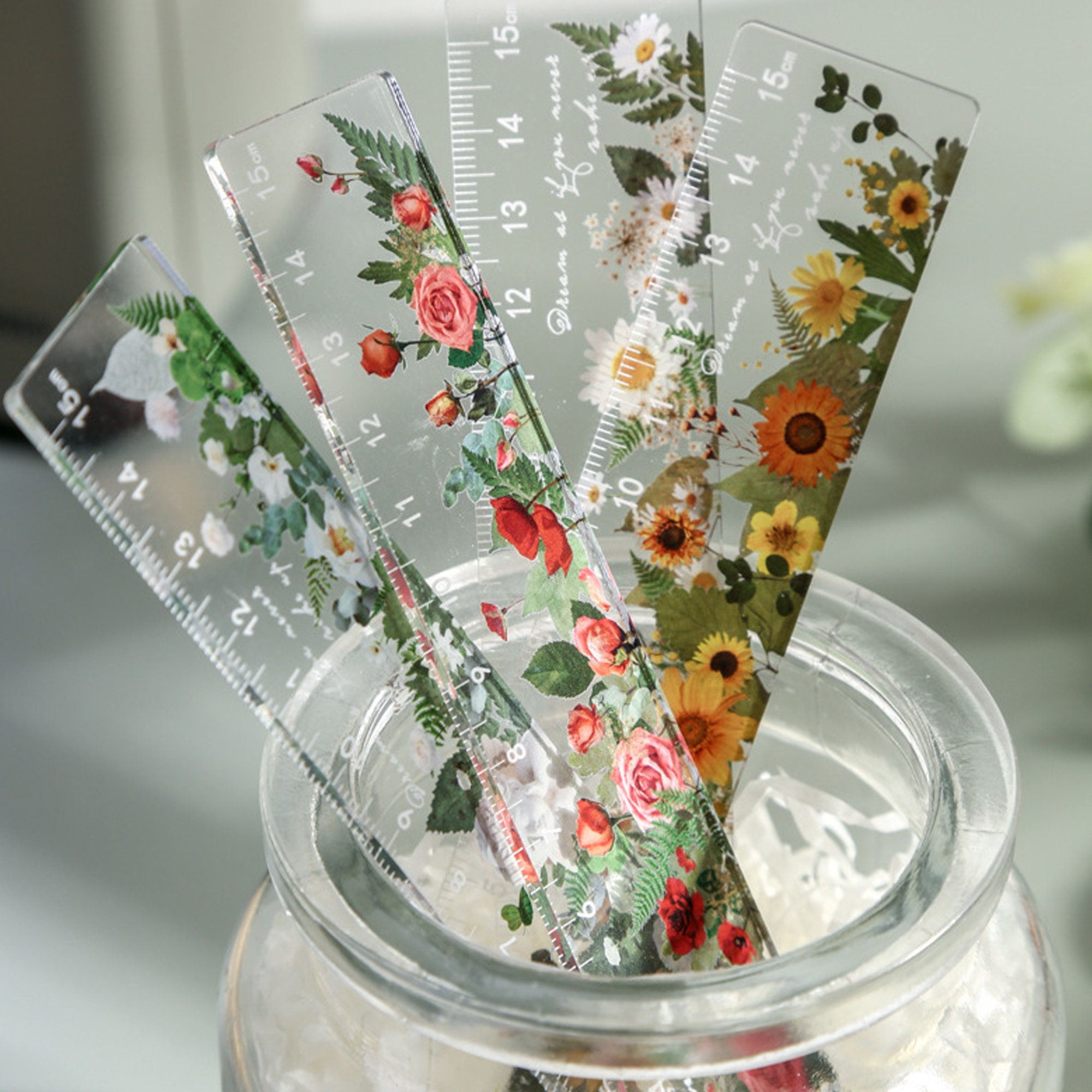 Botany Ruler Drawing Flowers Ruler,transparent Acrylic Ruler,cute Ruler,kawaii ...