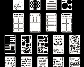 18-Piece Planner Scrapbooking Stencil Set,DIY Journaling Templates for Bullet Journals,Planners & Decorative Borders 4x7inch