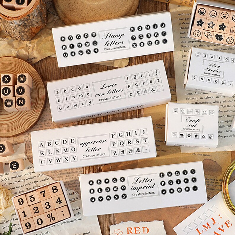 Wooden Alphabet Stamps Setnumber Stamp Set for Planner Diary Etsy