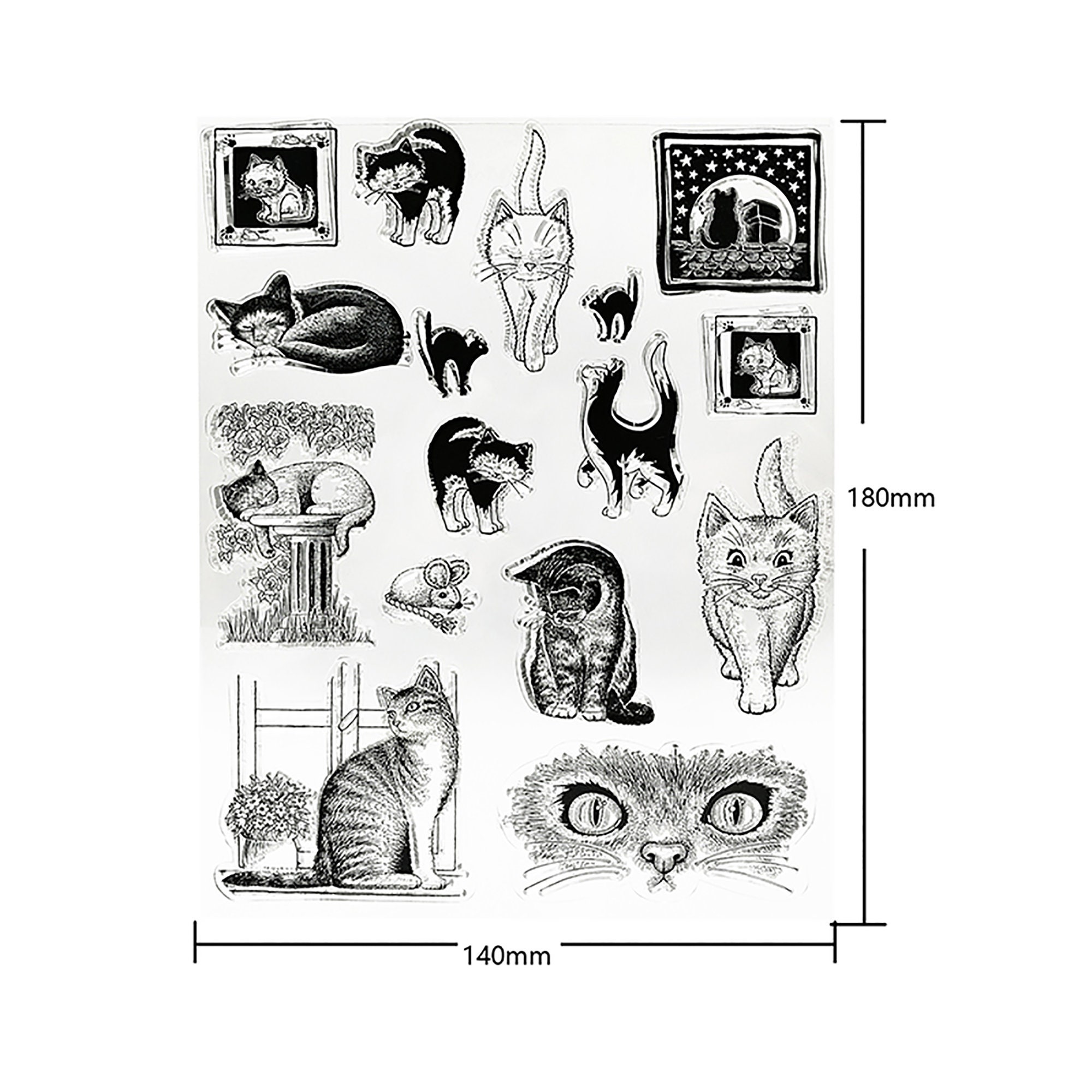 Cats Stampsclear Stamptransparent Clear Stamp Setcute Cat Etsy