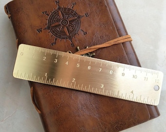 12cm Cute Brass Ruler Aesthetic Metal Ruler for School Desk Office Supplies Kawaii Stationery Back to School Essentials