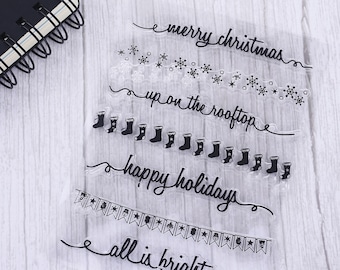 Christmas Rubber Stamps, Journal,Clear Transparent Stamp,Christmas Stamp,Planner Cling Stamp,Rubber Stamp,Silicone Stamp,travel stamps