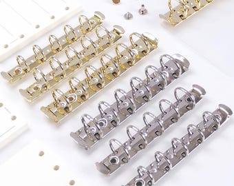 A5 A6 A7 M5 Metal Binder Mechanism, 5/6 Ring Loose Leaf Binder for DIY Journal, Gold Silver Bronze Replacement Clips, Leather Craft Supply