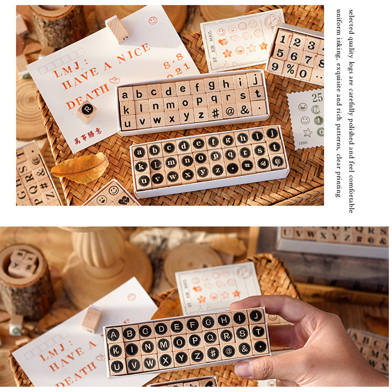 Wooden Alphabet Stamps Setnumber Stamp Set for Planner Diary Etsy